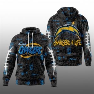 2025 LA Chargers Graffiti For Life Hoodie 1 1