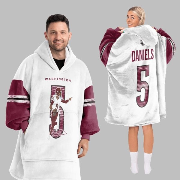2025 Daniels 5 Washington Football Blanket Hoodie 2