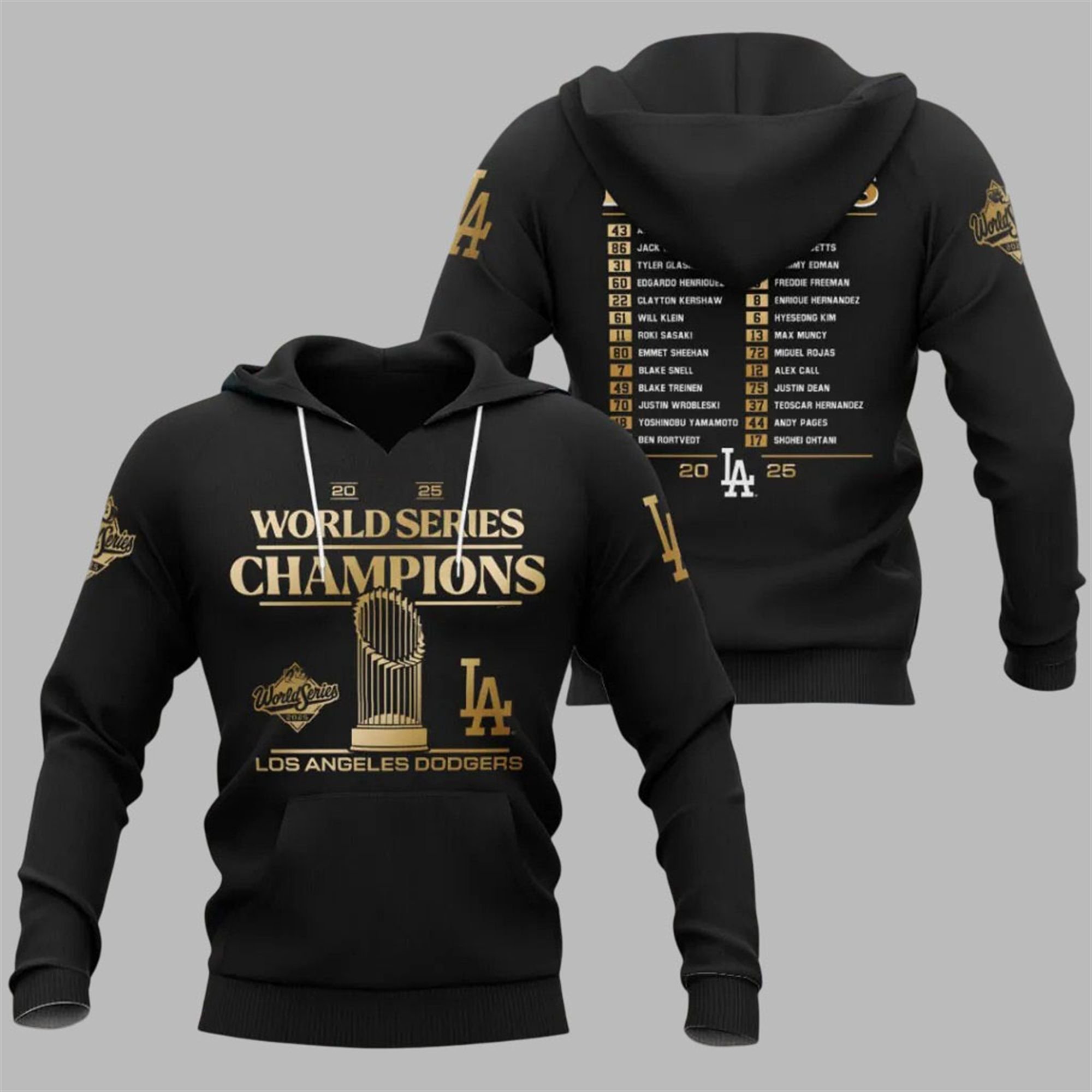 Dodgers 2025 World Series Champions All Team Gold Shirt 2 13 Dodgers 2025 World Series Champions All Team Gold Hoodie