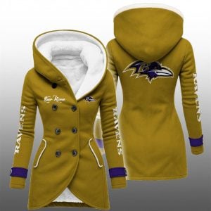 2025 Ravens Long Hooded Fleece Jacket 1