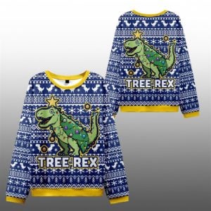 2025 Christmas Cute Tree Rex Ugly Sweater 1 1