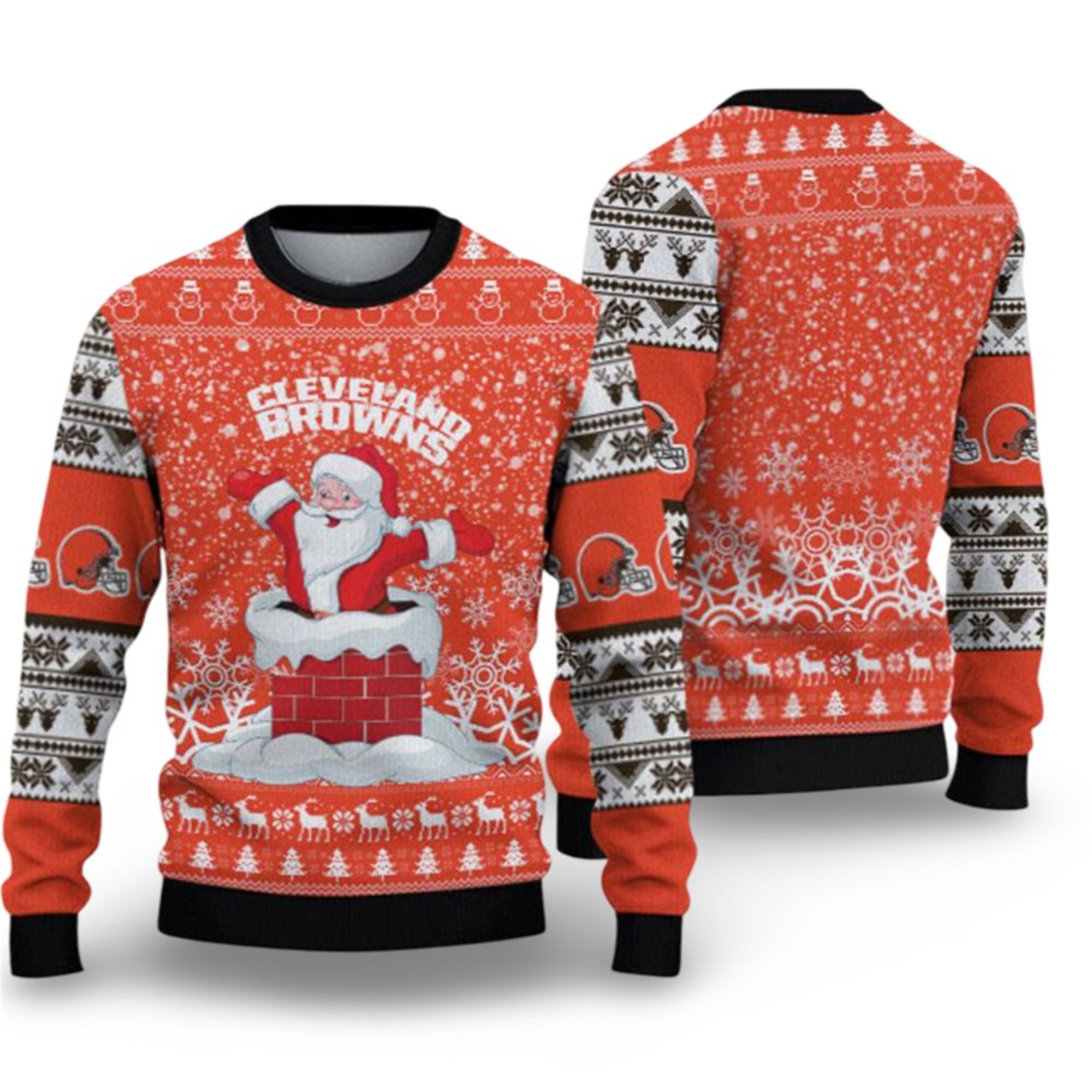 2025 Browns Santa Ugly Christmas Sweater 2 2025 Browns Santa Ugly Christmas Sweater 1 2