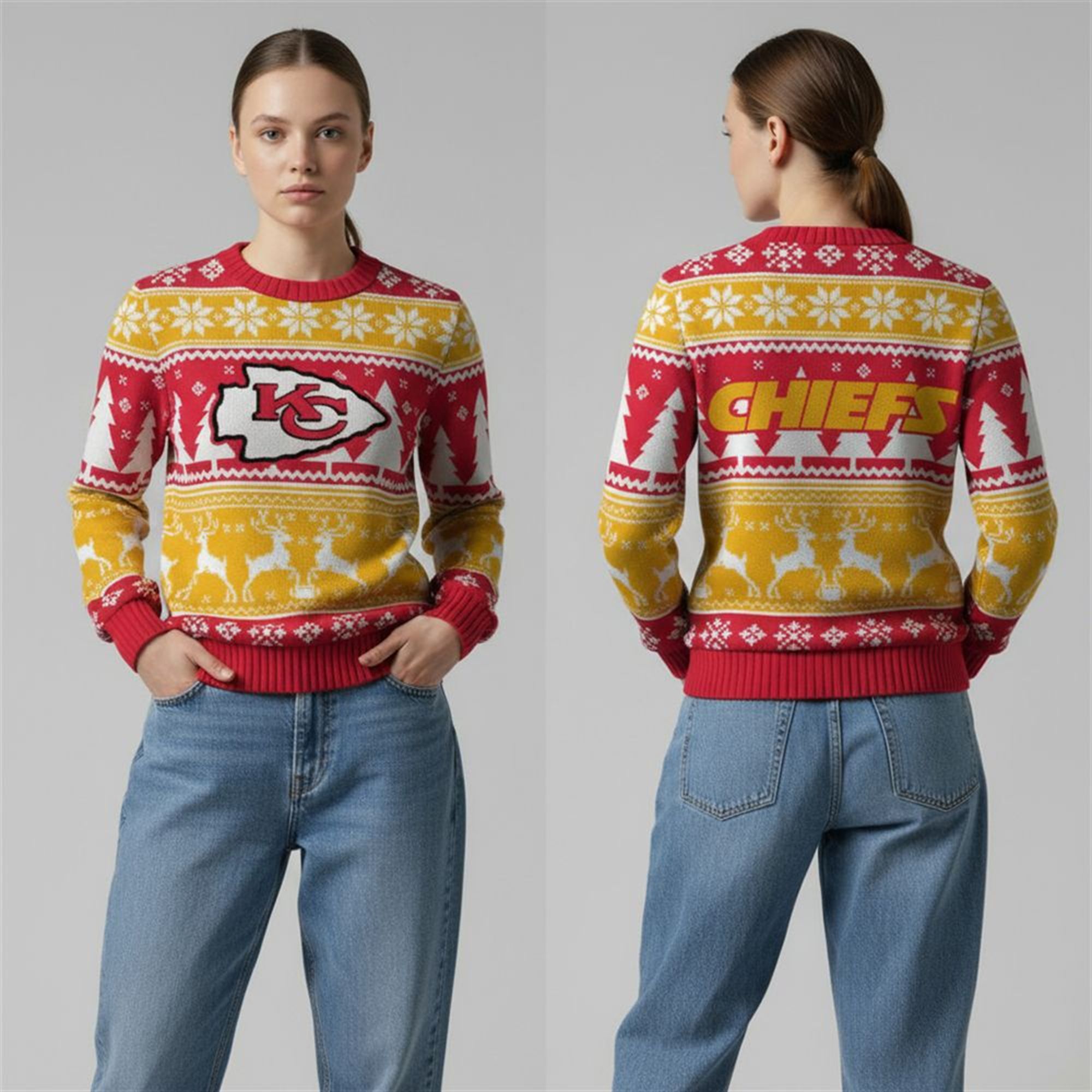 2025 Chiefs Reindeer Football Christmas Ugly Sweater 1 2 2025 Chiefs Reindeer Football Christmas Ugly Sweater 1 2
