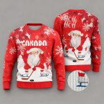 2025 Christmas Canada Santa Play Hockey Ugly Sweater