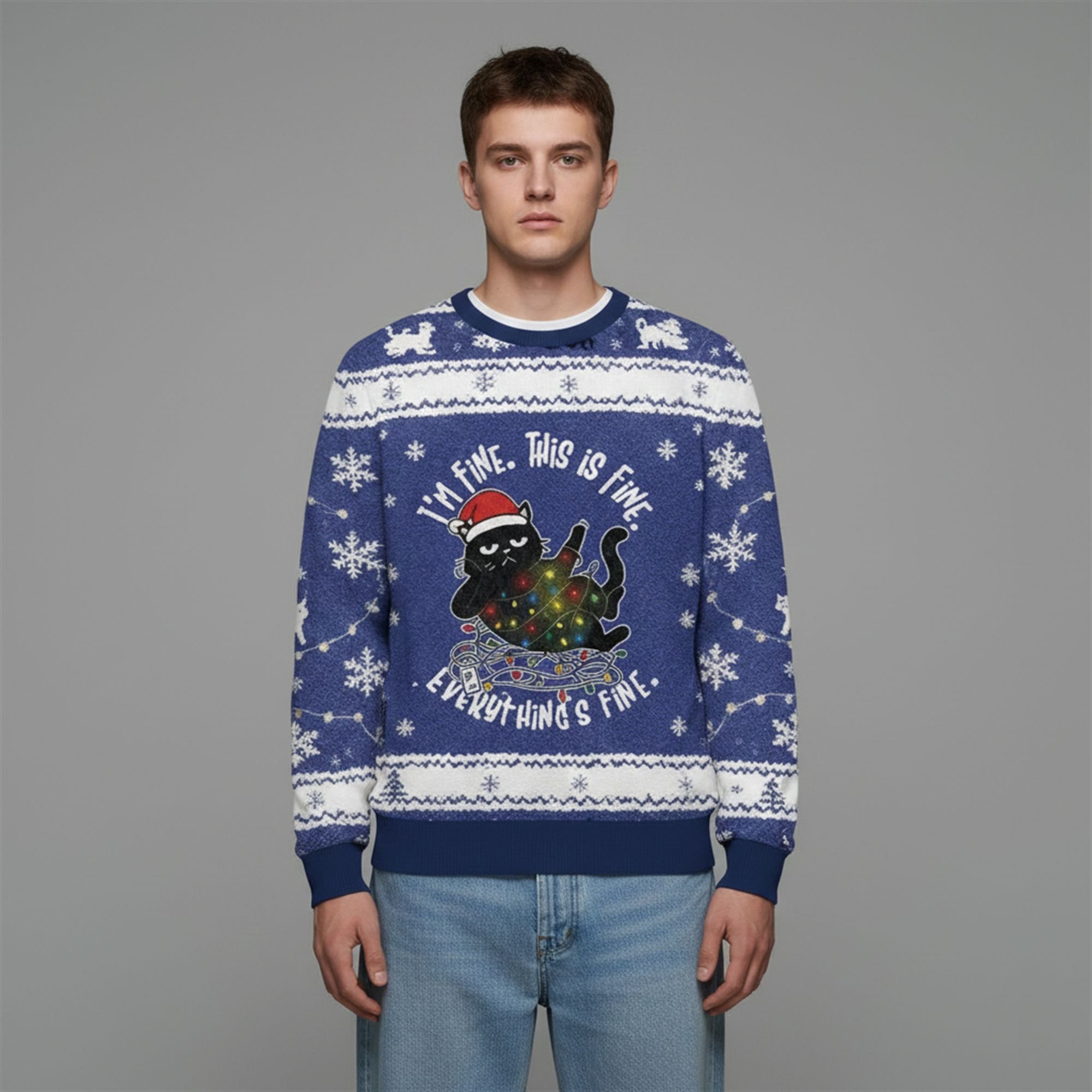 2025 Christmas Cat Everything is Fine Funny Ugly Sweater 1 2 2025 Christmas Cat Everything is Fine Funny Ugly Sweater 1 2