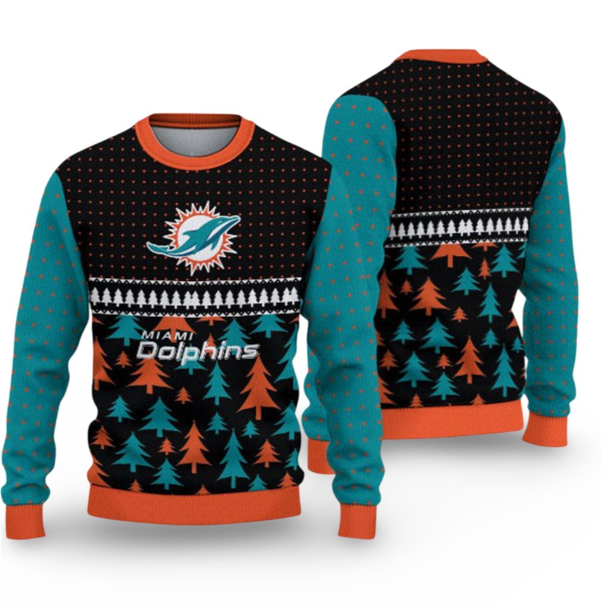 2025 Christmas Dolphins Ugly Sweater 2 2025 Christmas Dolphins Ugly Sweater 1 2
