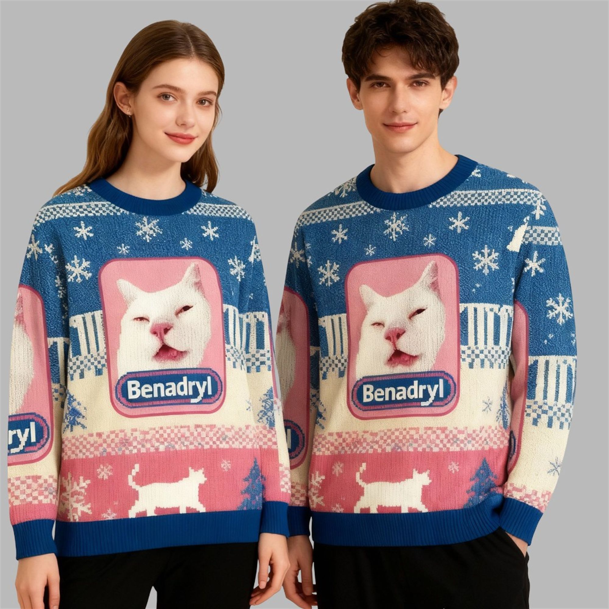 2025 Christmas Funny Benadryl Meme Cat Ugly Sweater 2 2025 Christmas Funny Benadryl Meme Cat Ugly Sweater 2