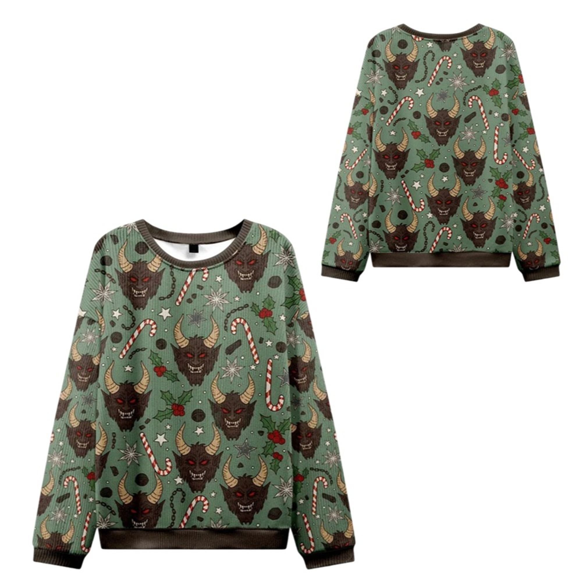 2025 Christmas Krampus And Candy Cane Ugly Sweater 2 2025 Christmas Krampus And Candy Cane Ugly Sweater 1 2