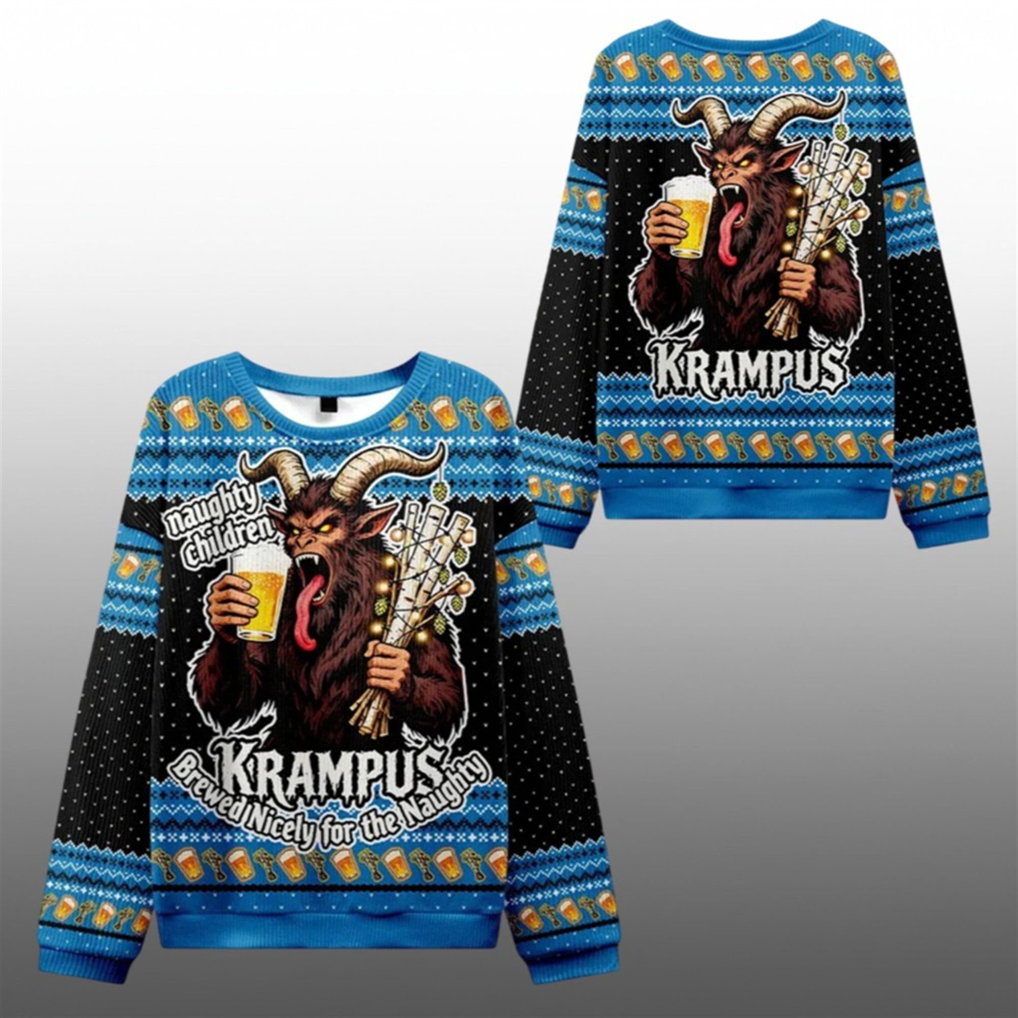 2025 Christmas Krampus Drinking Beer Ugly Sweater 1 1 2025 Christmas Krampus Drinking Beer Ugly Sweater 1 1