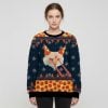 2025 Christmas Pizza Cat With Laser Eyes Ugly Sweater 1 2