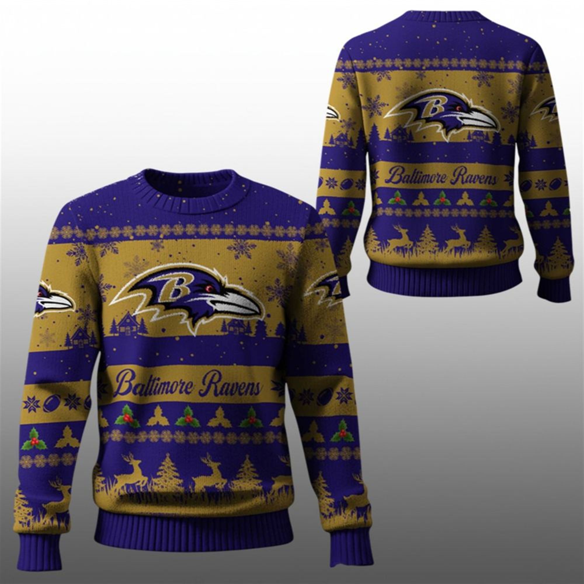 2025 Christmas Ravens Festive Reindeer Tree Ugly Sweater 1 2025 Christmas Ravens Festive Reindeer Tree Ugly Sweater 1 1