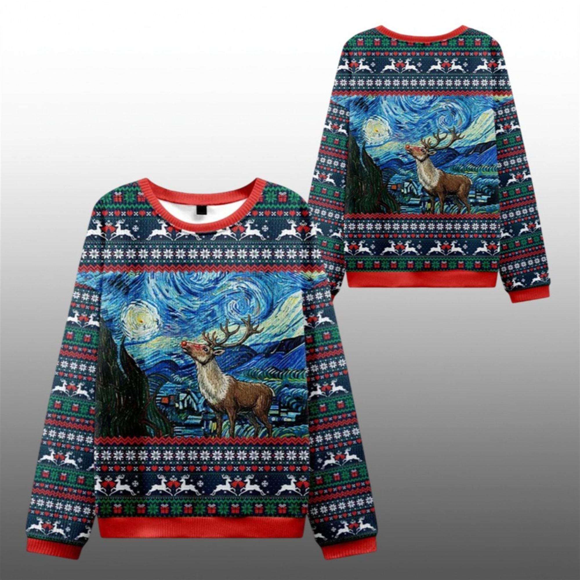 2025 Christmas Rudolph Under The Starry Night Ugly Sweater 1 1 2025 Christmas Rudolph Under The Starry Night Ugly Sweater 1 1