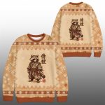 2025 Christmas Samurai Raccoon Ugly Sweater