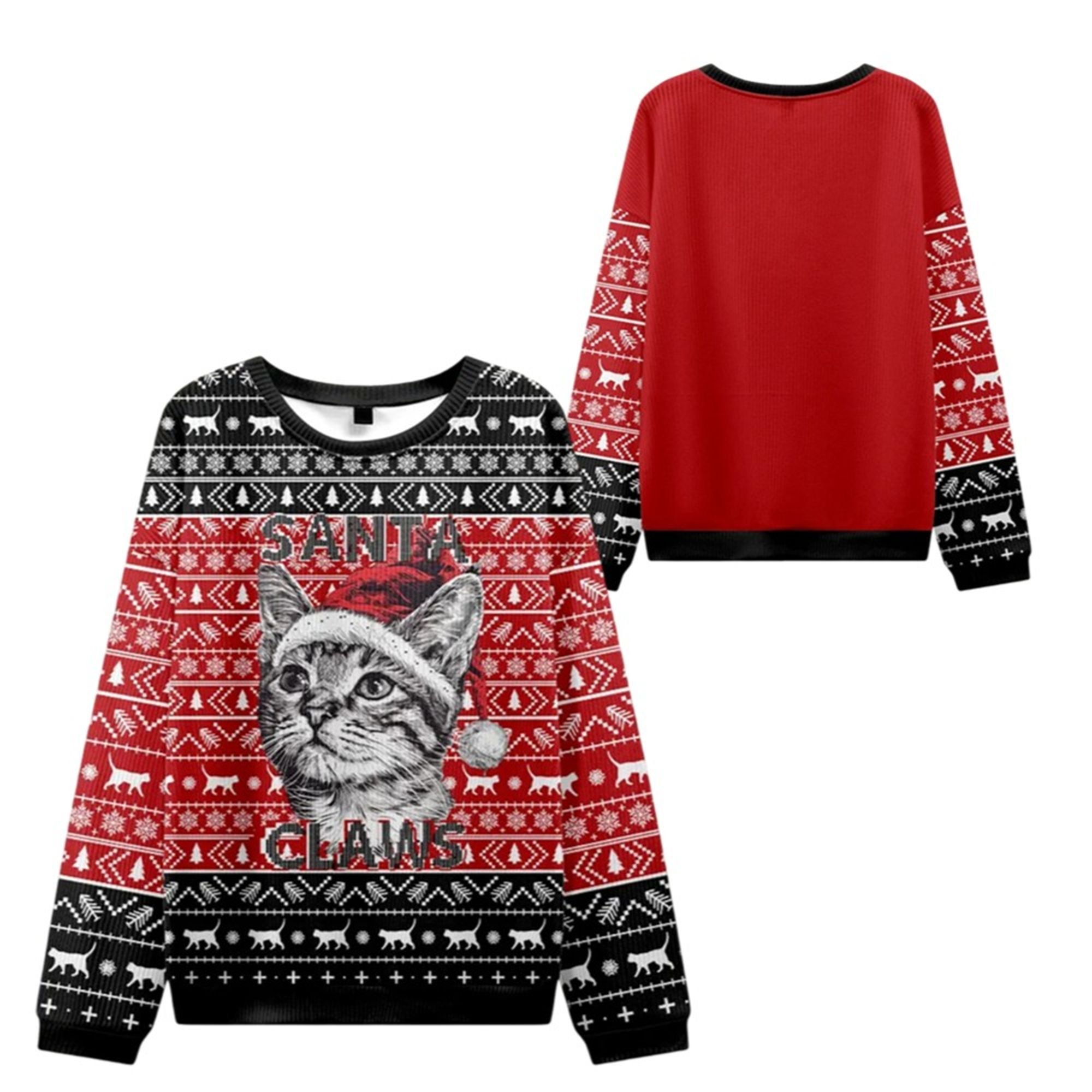 2025 Christmas Santa Claws Cat Ugly Sweater 2 2025 Christmas Santa Claws Cat Ugly Sweater 1 2