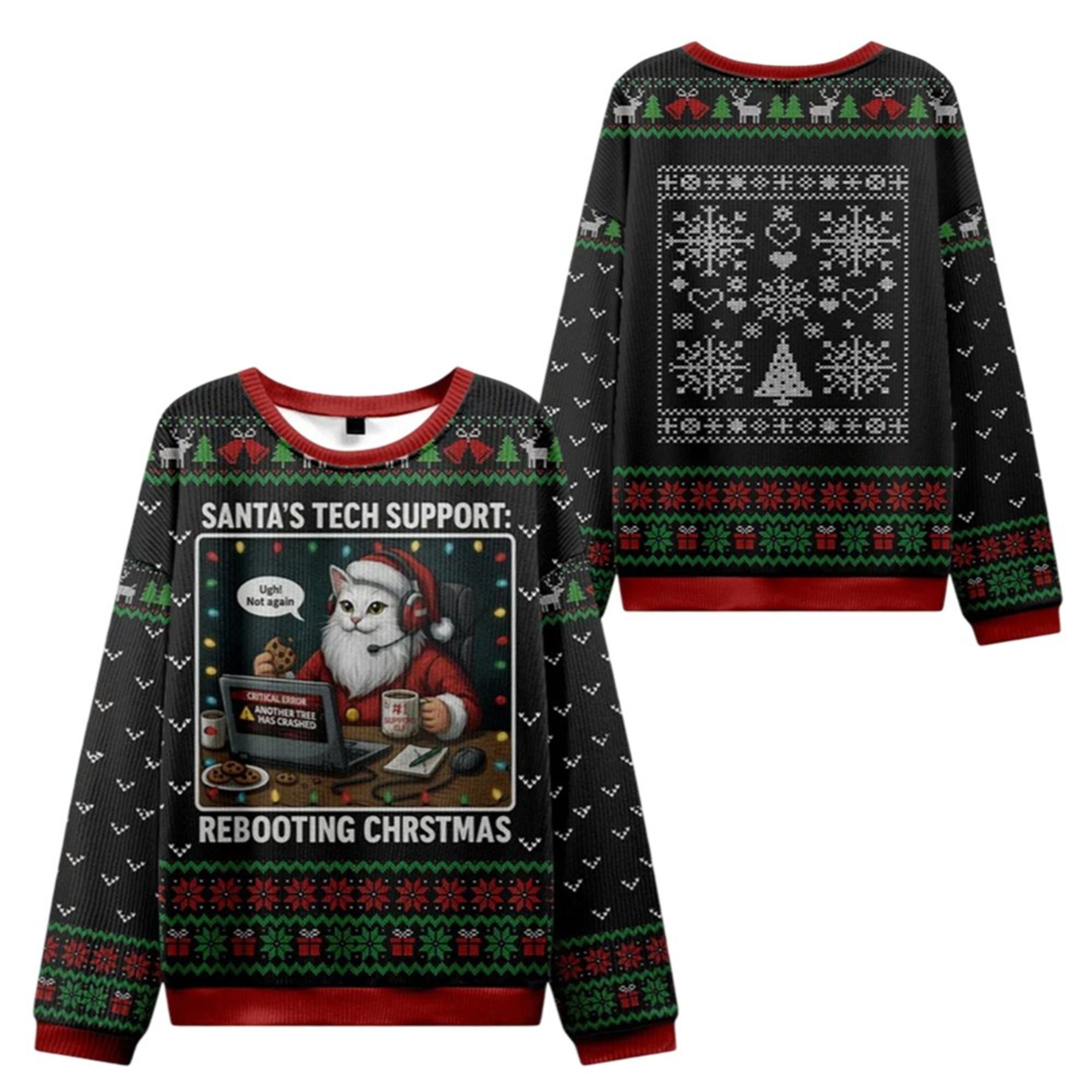 2025 Christmas Santa's Tech Support Cats Rebooting Ugly Sweater 2 2025 Christmas Santas Tech Support Cats Rebooting Ugly Sweater 1 2