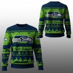 2025 Christmas Seahawks Festive Reindeer Tree Ugly Sweater