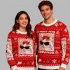 2025 Christmas Tummy Ache Survivor Funny Cat Meme Ugly Sweater 2