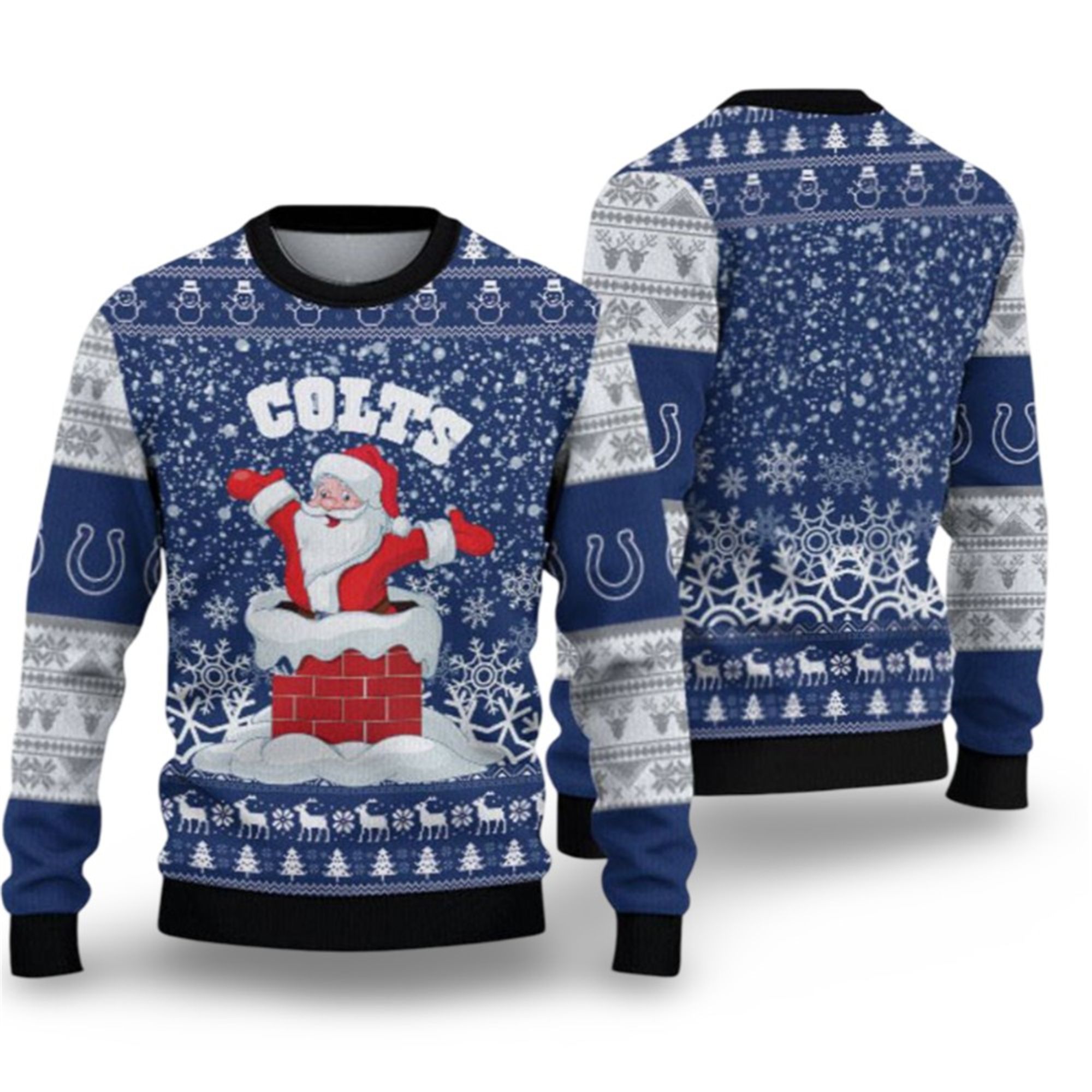 2025 Colts Santa Ugly Christmas Sweater 2 2025 Colts Santa Ugly Christmas Sweater 1 2