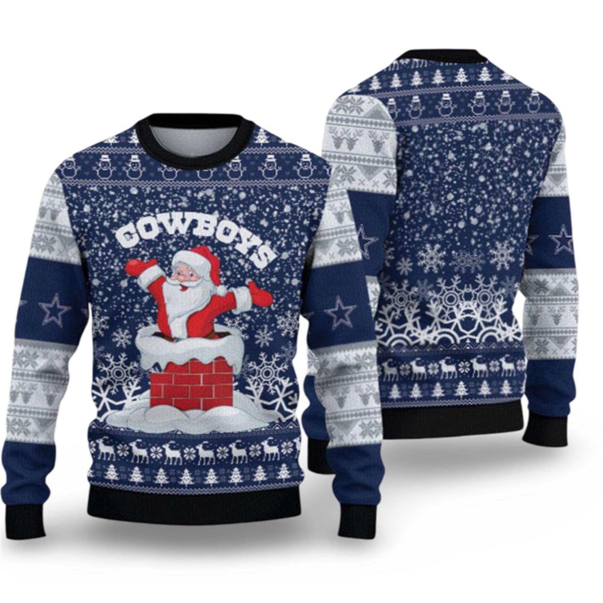 2025 Cowboys Santa Ugly Christmas Sweater 2 2025 Cowboys Santa Ugly Christmas Sweater 1 2