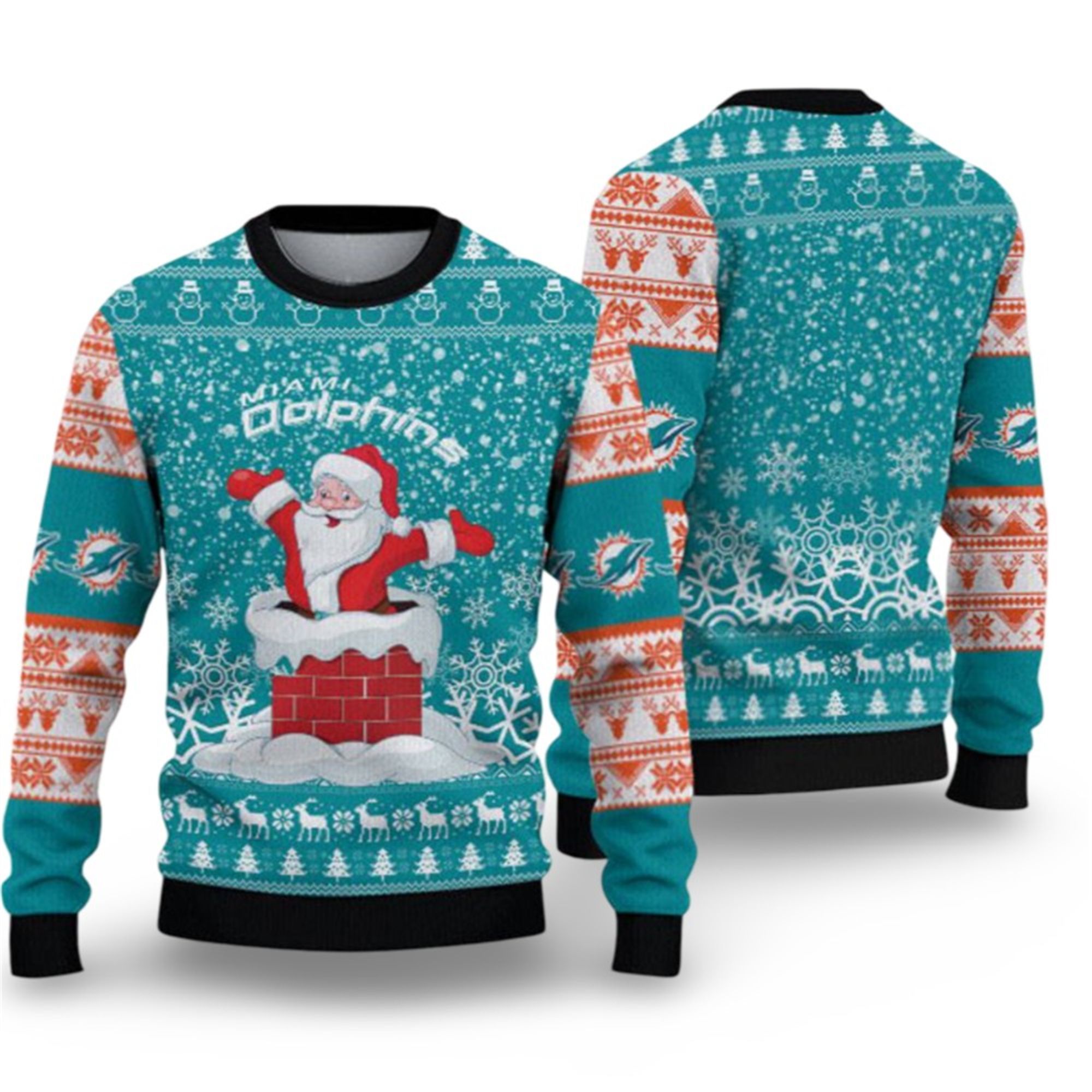 2025 Dolphins Funny Santa Ugly Christmas Sweater 2 2025 Dolphins Funny Santa Ugly Christmas Sweater 1 2