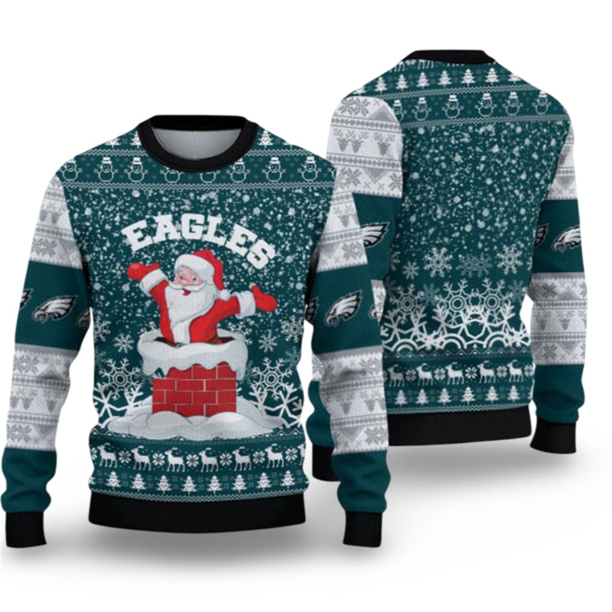 2025 Eagles Funny Santa Ugly Christmas Sweater 2 2025 Eagles Funny Santa Ugly Christmas Sweater 1 2