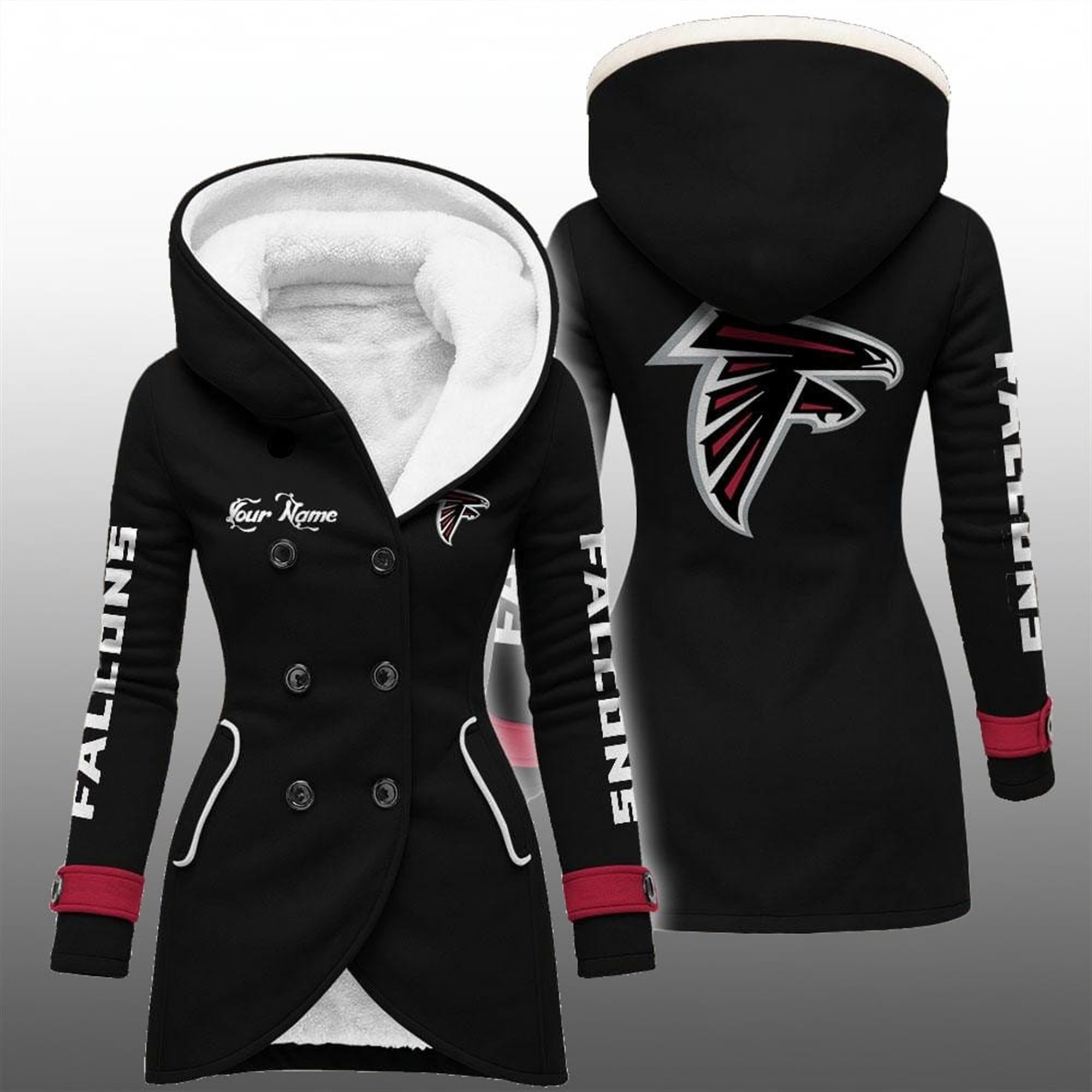 2025 Falcons Long Hooded Fleece Jacket 2 2025 Falcons Long Hooded Fleece Jacket 2
