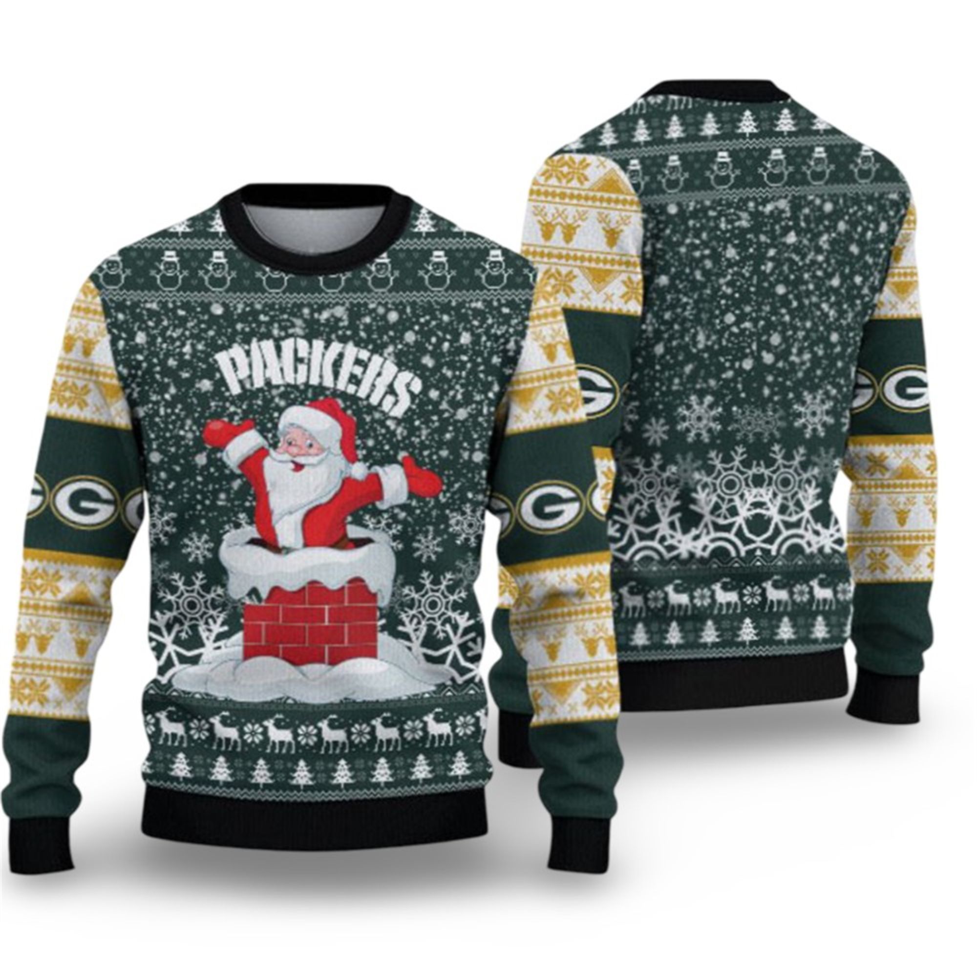 2025 GB Packers Santa Ugly Christmas Sweater 2 2025 GB Packers Santa Ugly Christmas Sweater 1 2