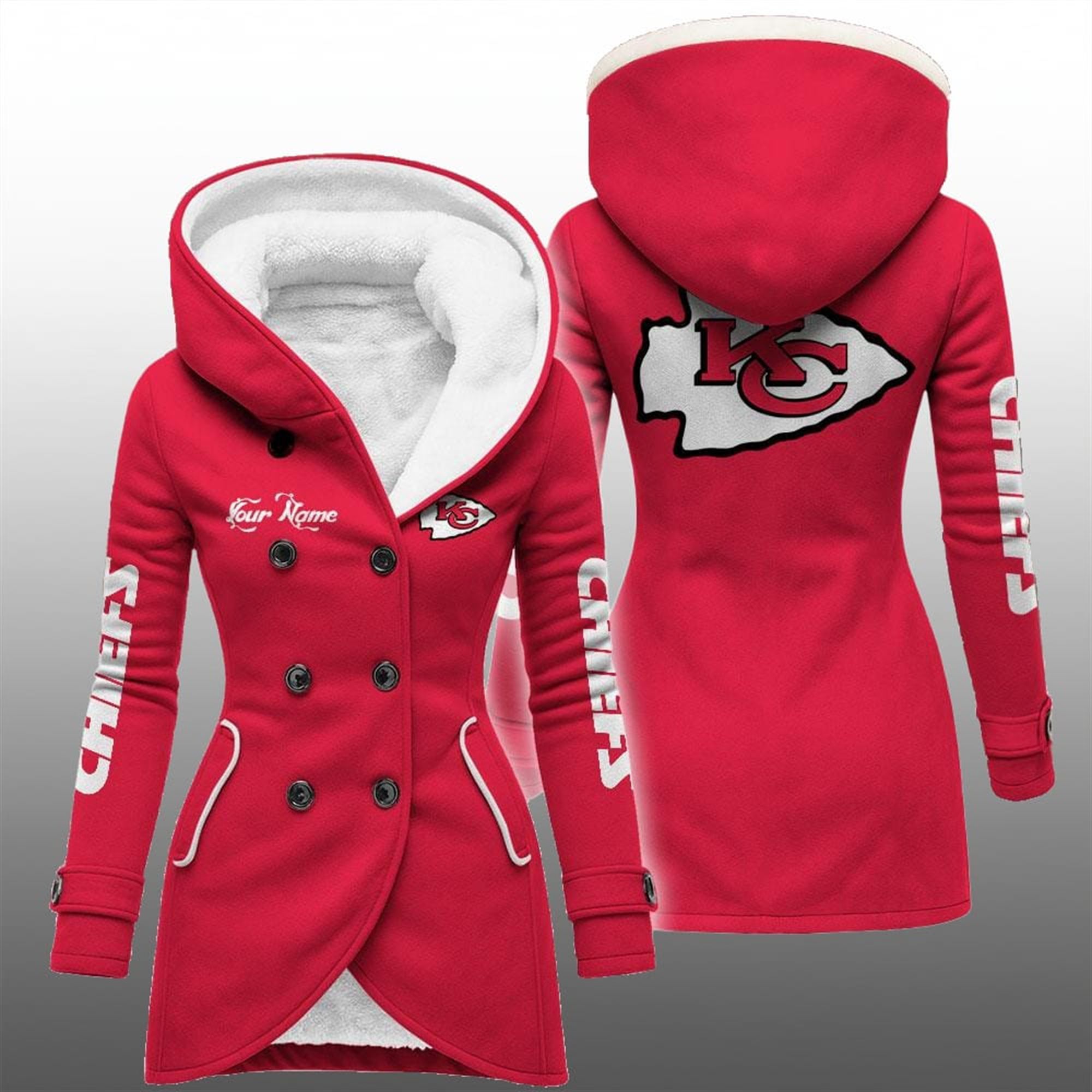 2025 KC Chiefs Long Hooded Fleece Jacket 1 2025 KC Chiefs Long Hooded Fleece Jacket 1