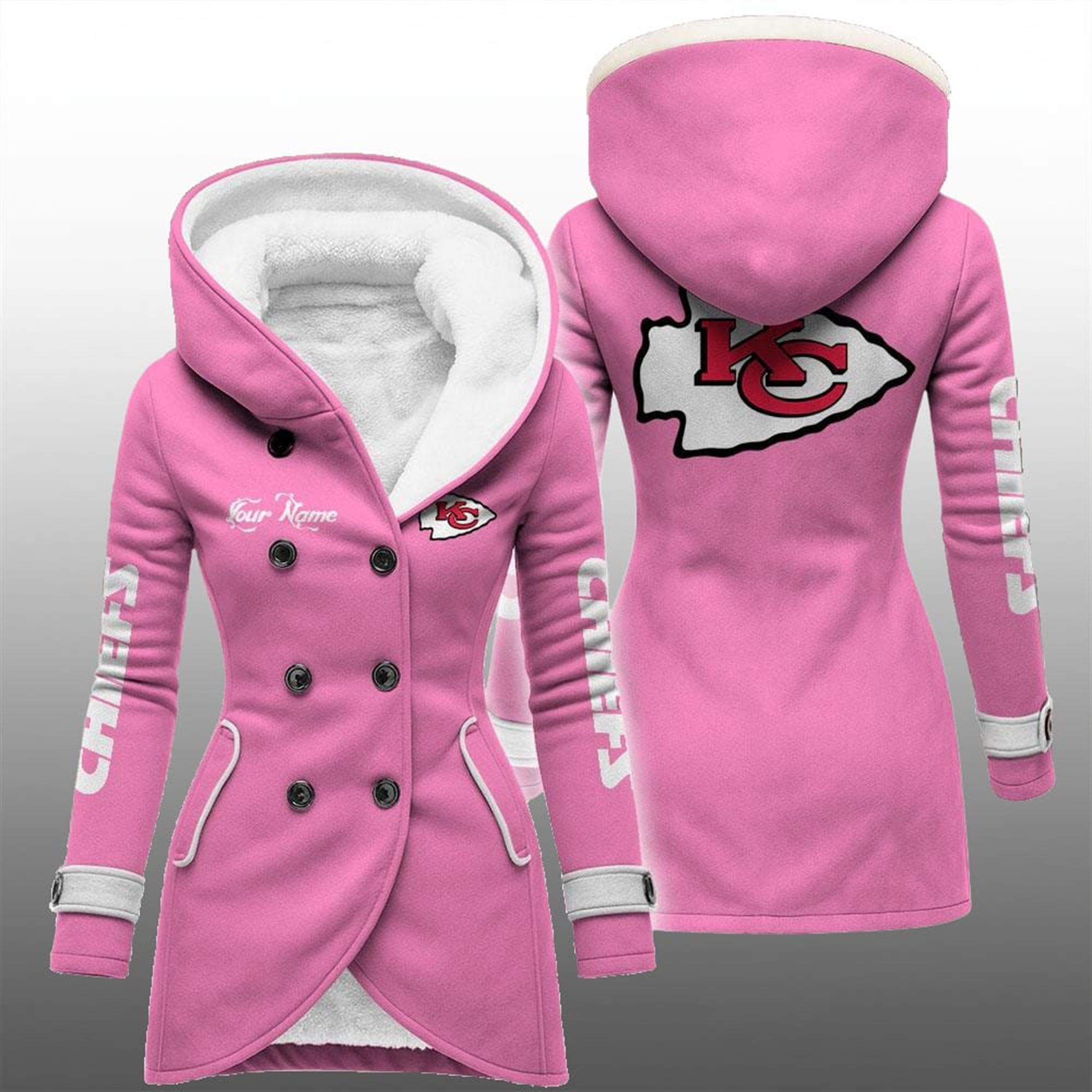 2025 KC Chiefs Long Hooded Fleece Jacket 5 2025 KC Chiefs Long Hooded Fleece Jacket 5