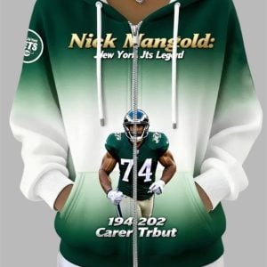 2025 Nick Mangold NY Jets Legend Career Tribute Hoodie Zip