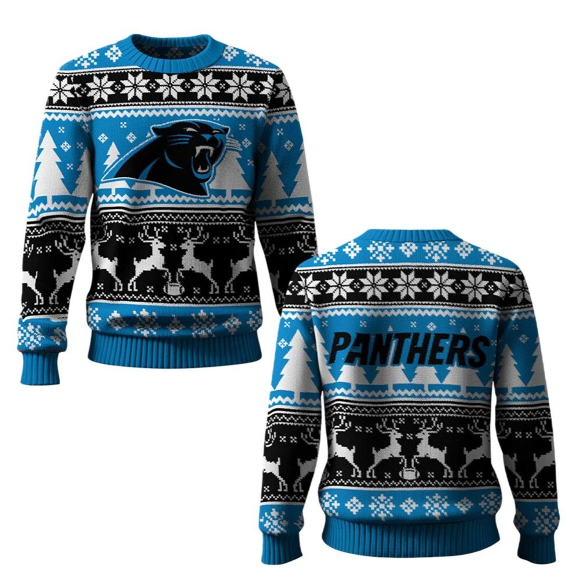 2025 Panthers Reindeer Football Christmas Ugly Sweater 2 2025 Panthers Reindeer Football Christmas Ugly Sweater 1 2
