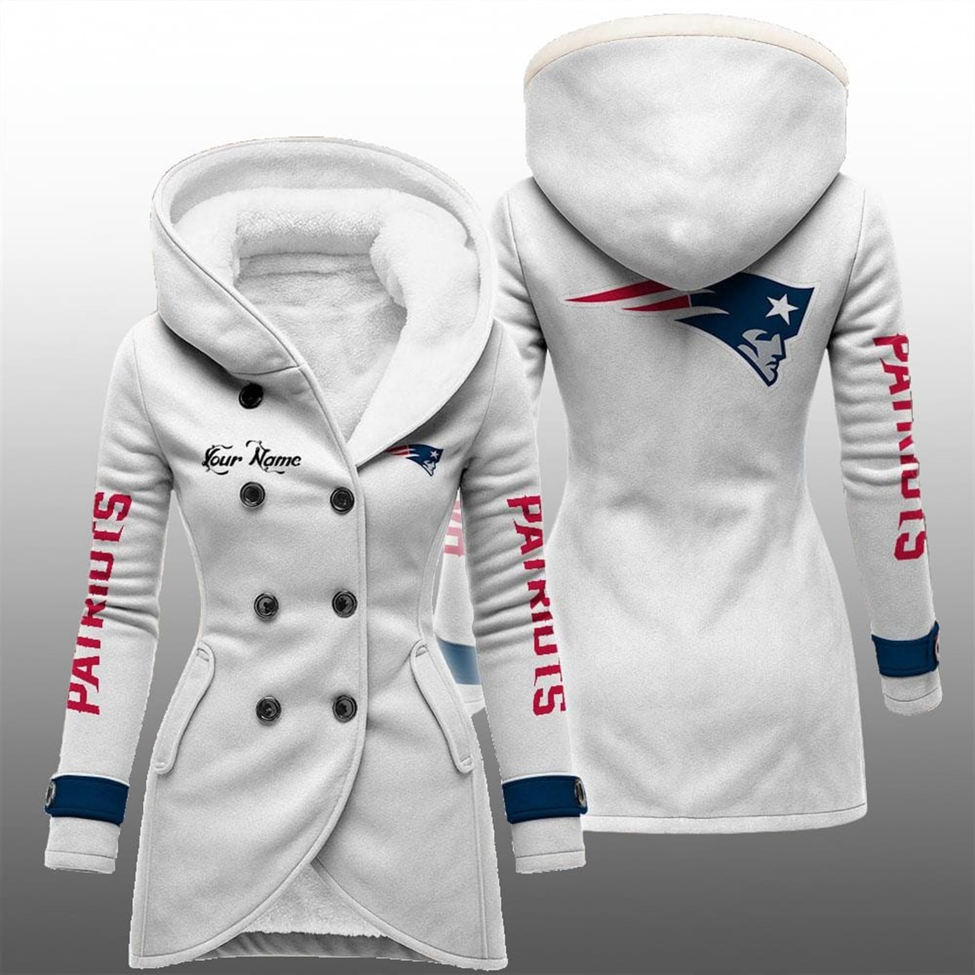 2025 Patriots Long Hooded Fleece Jacket 2 2025 Patriots Long Hooded Fleece Jacket 2