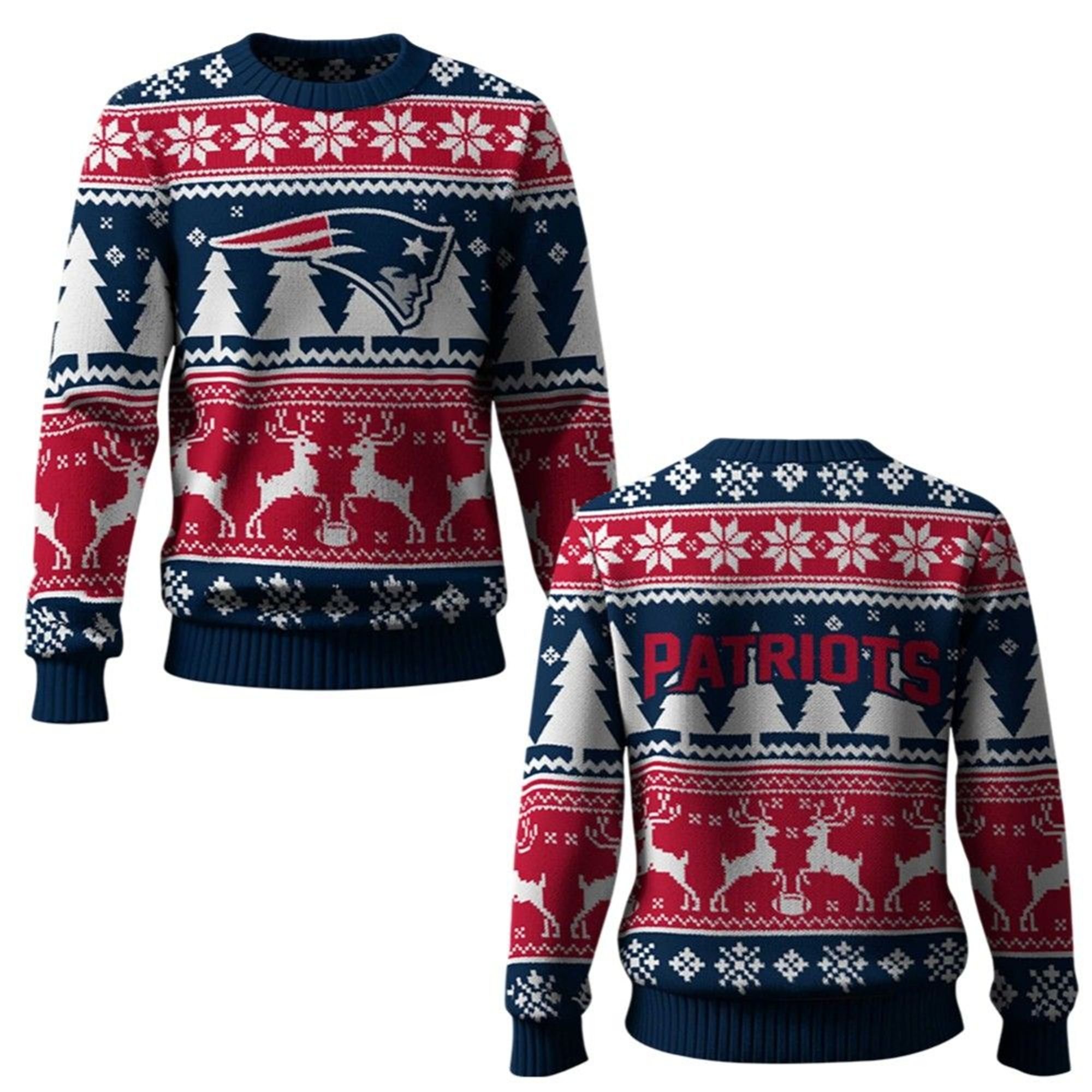 2025 Patriots Reindeer Football Christmas Ugly Sweater 2 2025 Patriots Reindeer Football Christmas Ugly Sweater 1 2