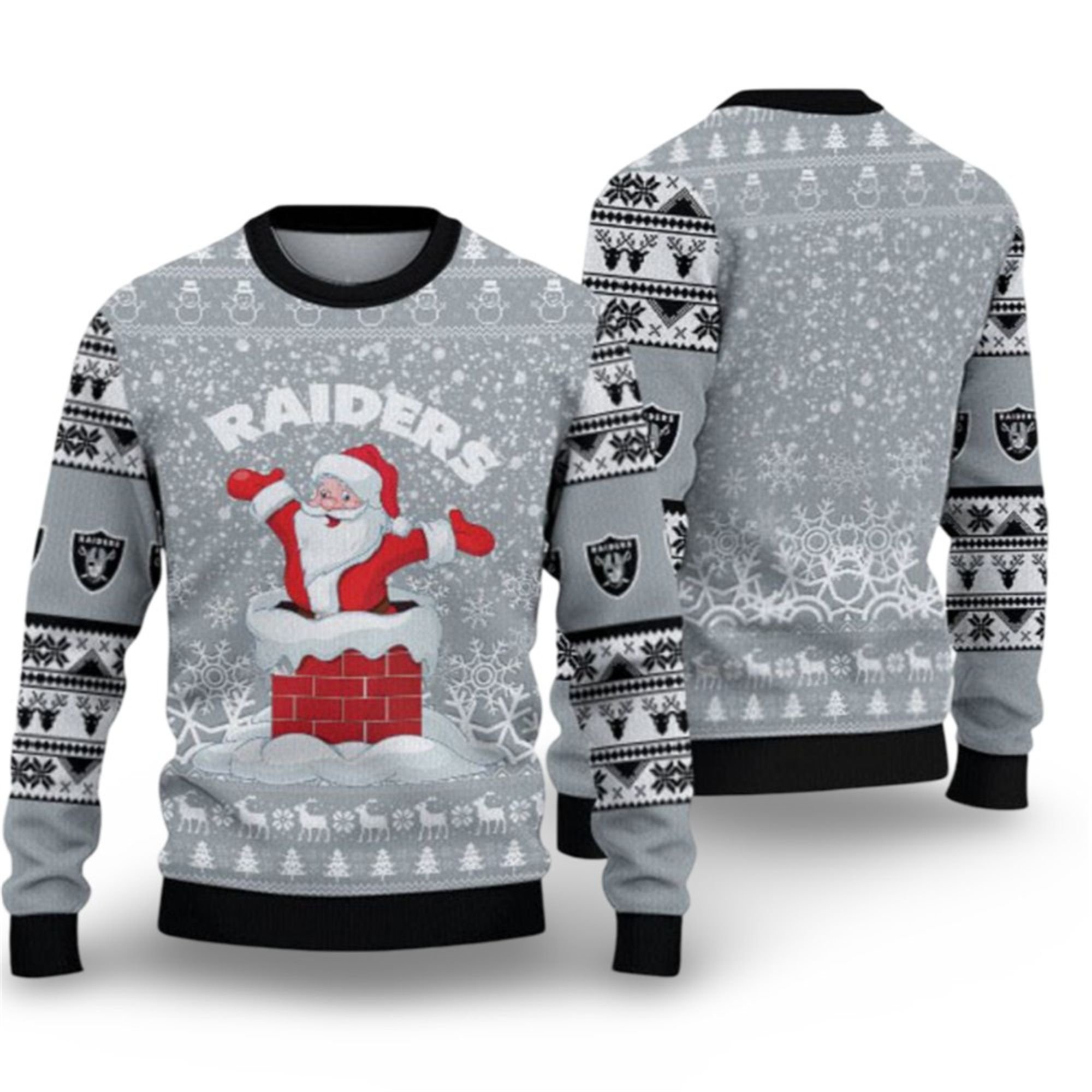 2025 Raiders Santa Ugly Christmas Sweater 2 2025 Raiders Santa Ugly Christmas Sweater 1 2