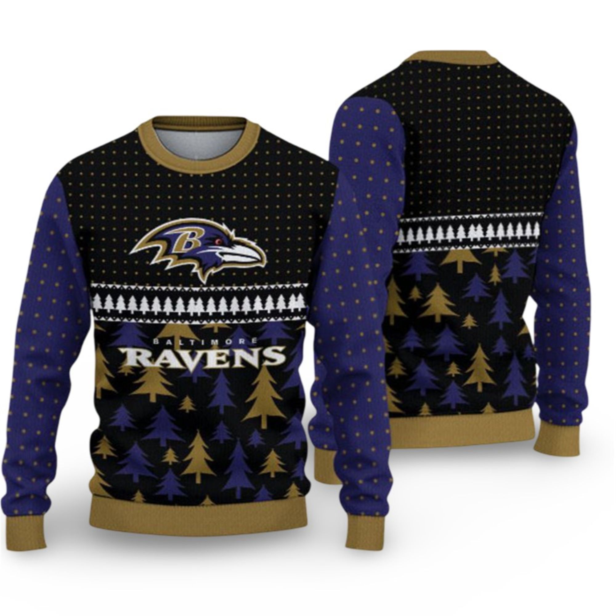 2025 Ravens Ugly Christmas Sweater 2 2025 Ravens Ugly Christmas Sweater 1 2