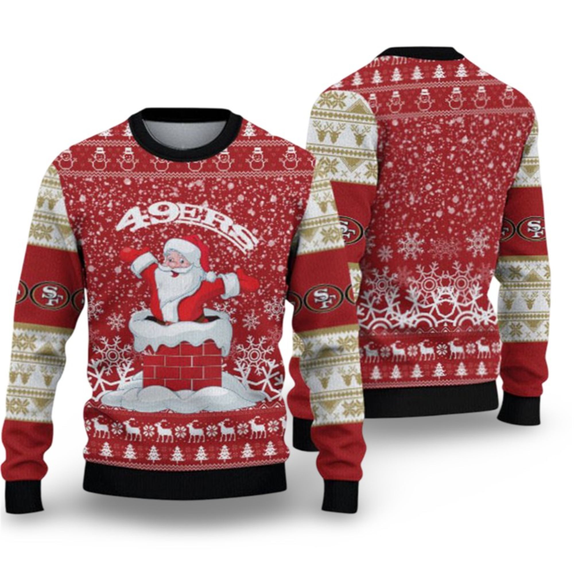 2025 SF 49ers Funny Santa Ugly Christmas Sweater 2 2025 SF 49ers Funny Santa Ugly Christmas Sweater 1 2