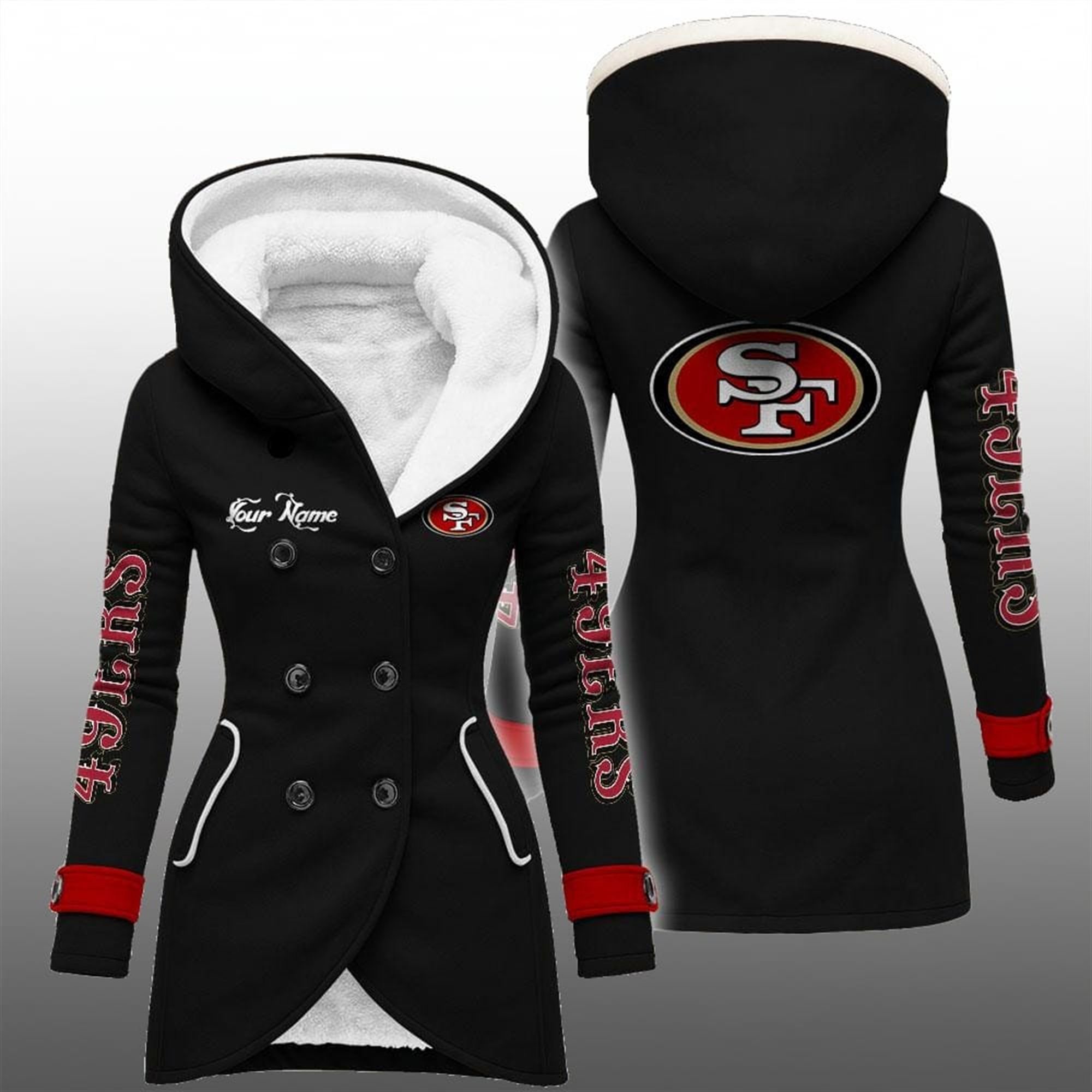 2025 SF 49ers Long Hooded Fleece Jacket 4 2025 SF 49ers Long Hooded Fleece Jacket 4