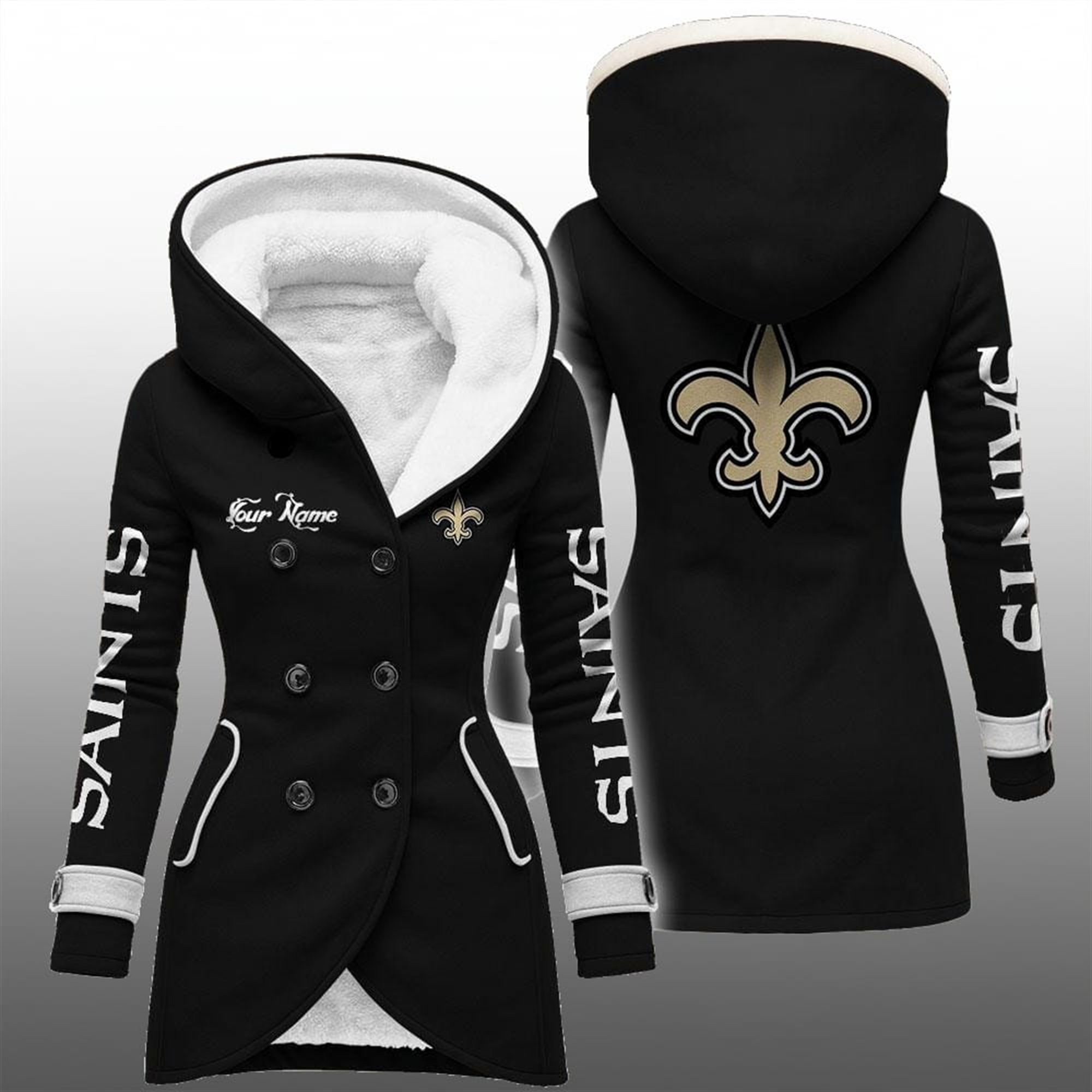 2025 Saints Long Hooded Fleece Jacket 2 2025 Saints Long Hooded Fleece Jacket 2