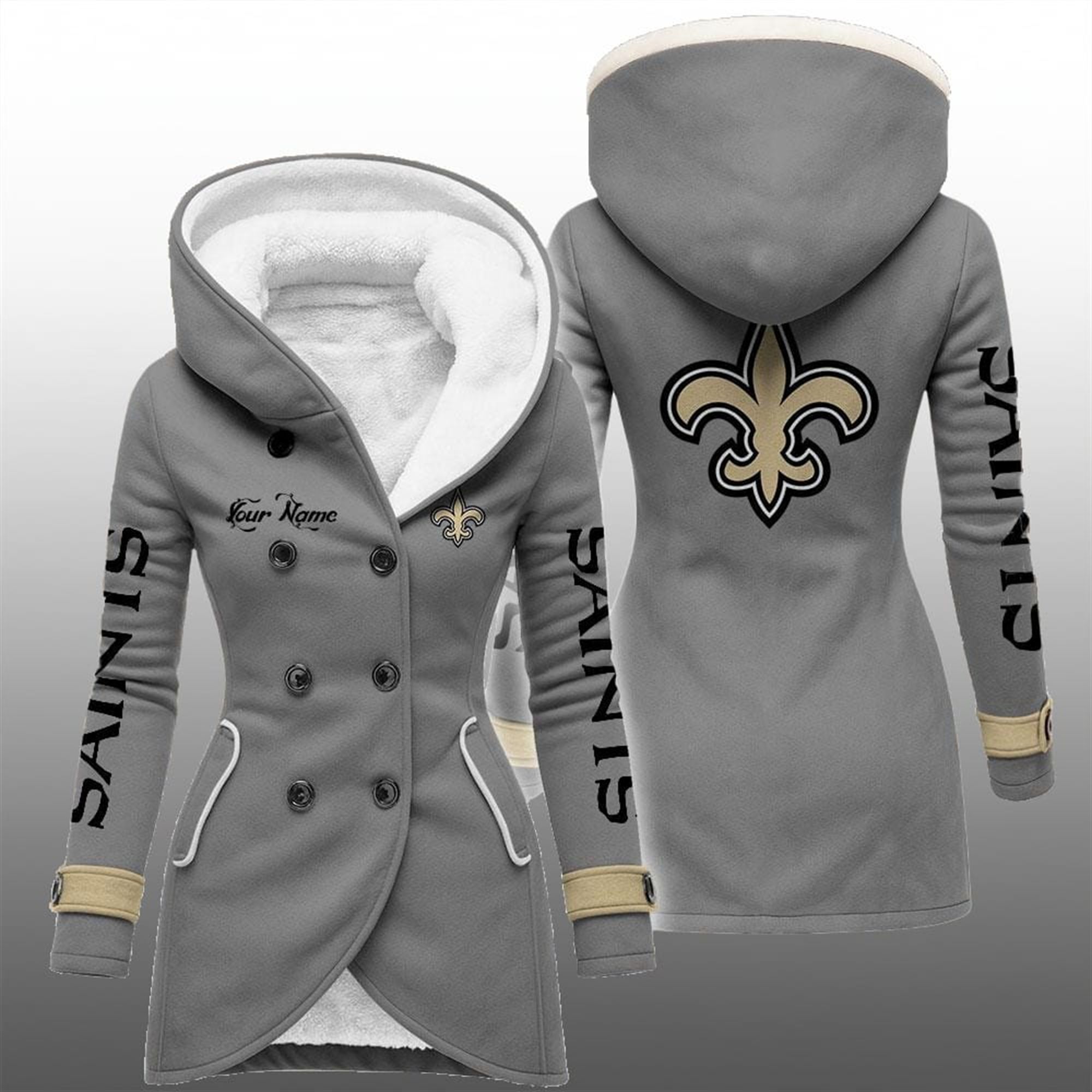 2025 Saints Long Hooded Fleece Jacket 5 2025 Saints Long Hooded Fleece Jacket 5