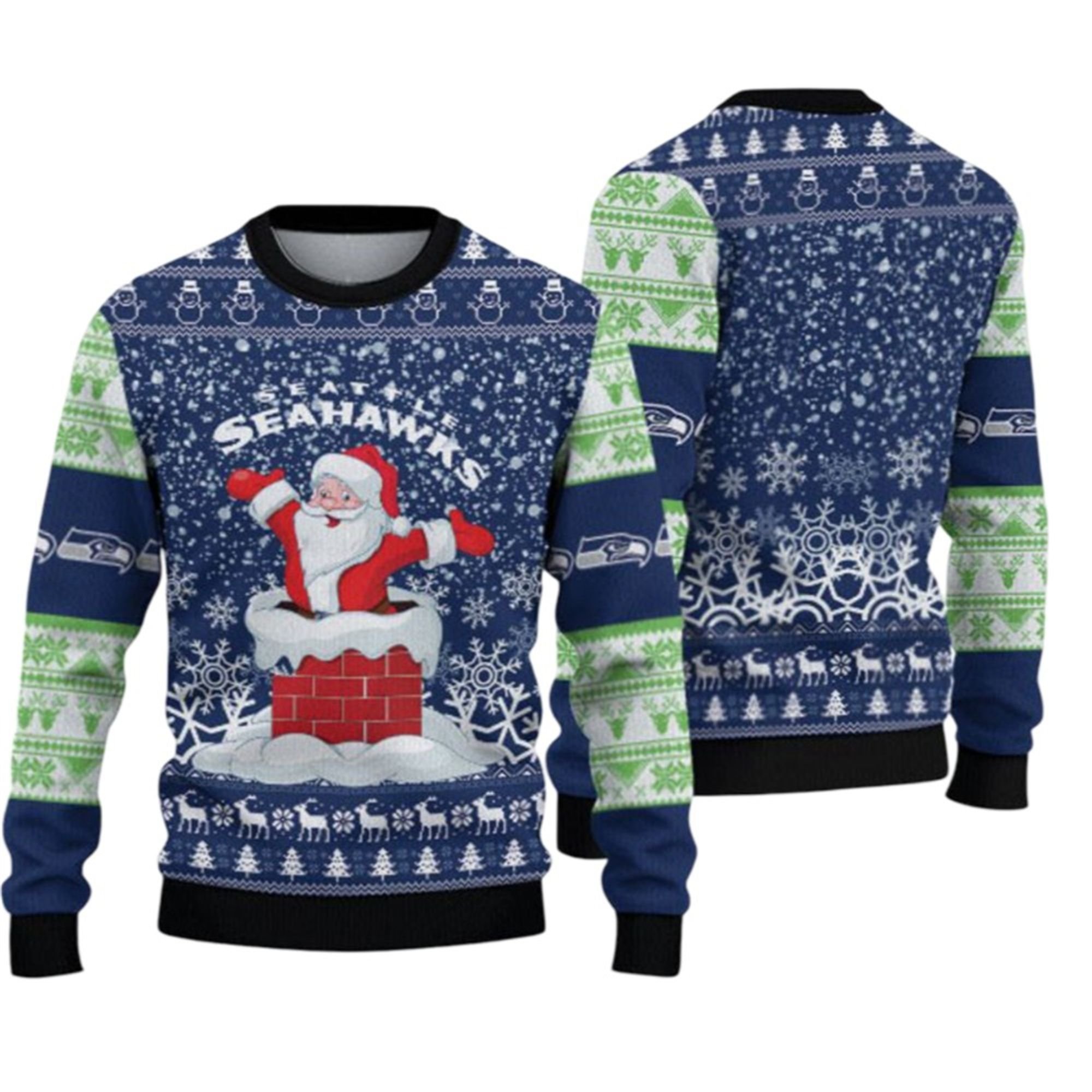 2025 Seahawks Funny Santa Ugly Christmas Sweater 2 2025 Seahawks Funny Santa Ugly Christmas Sweater 1 2