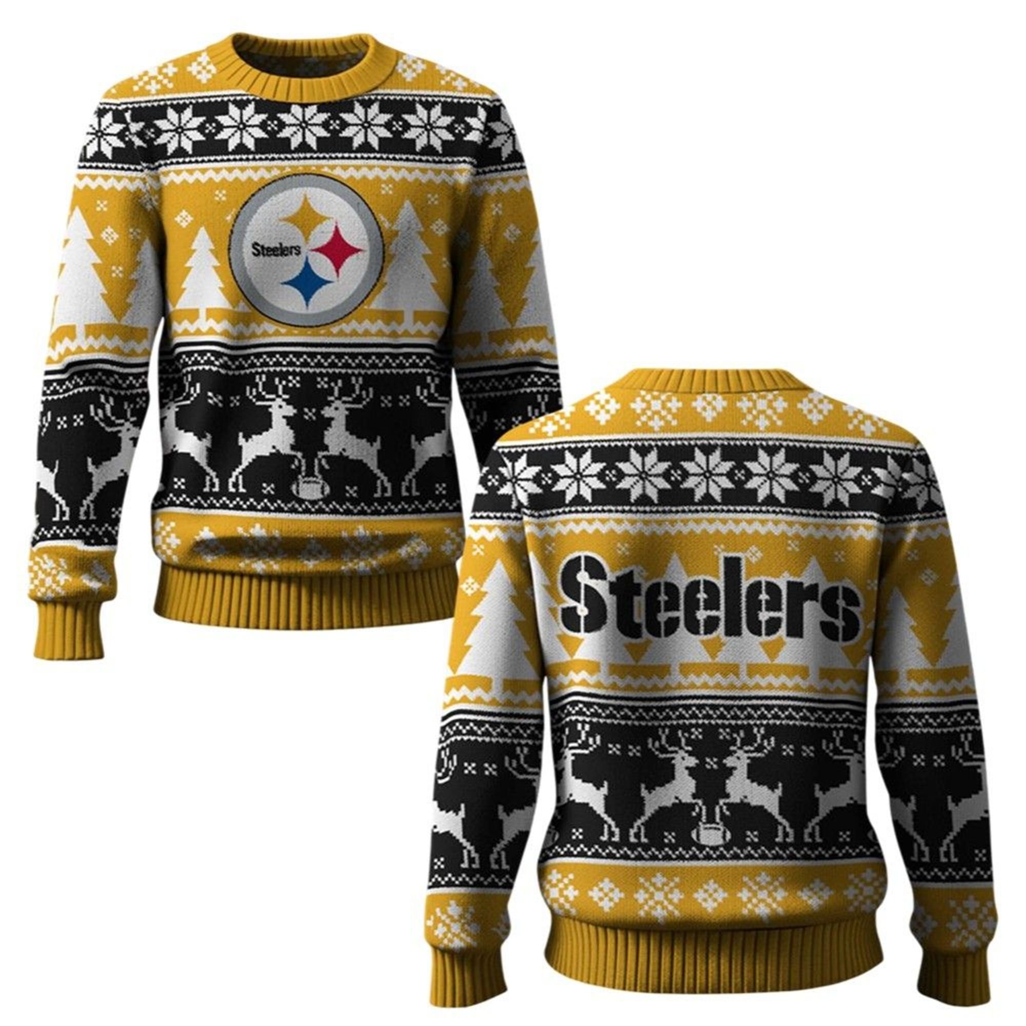 2025 Steelers Reindeer Football Christmas Ugly Sweater 2 2025 Steelers Reindeer Football Christmas Ugly Sweater 1 2