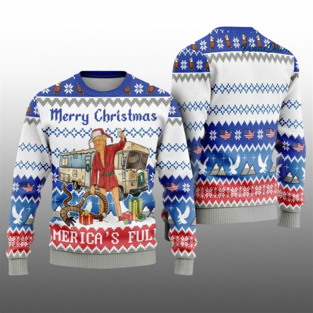 2025 Trump Merry Christmas Americas Full Ugly Christmas Sweater 1 1