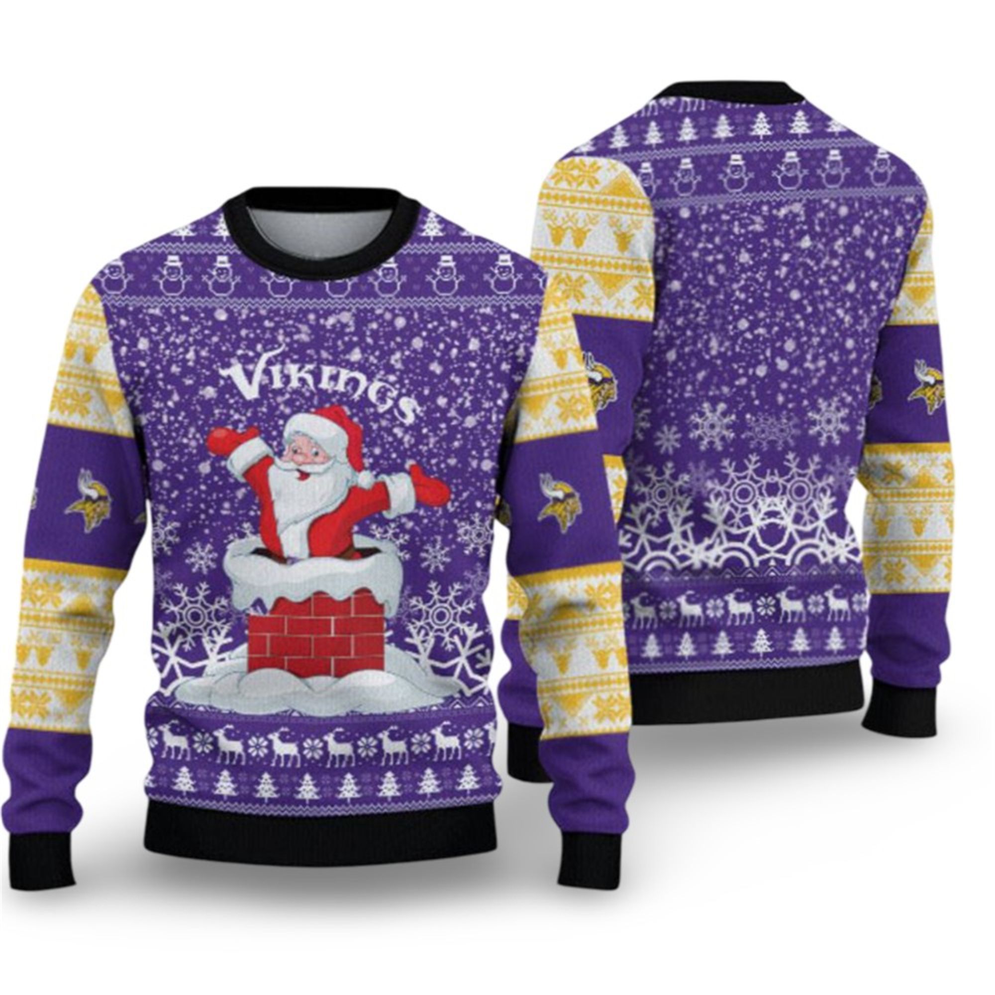 2025 Vikings Funny Santa Ugly Christmas Sweater 2 2025 Vikings Funny Santa Ugly Christmas Sweater 1 2