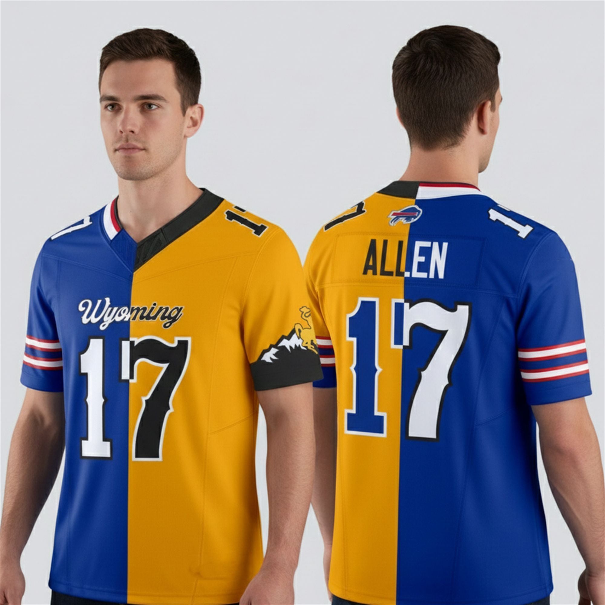 2025 Wyoming Allen 17 Gold And Blue Jersey 1 2 2025 Wyoming Allen 17 Gold And Blue Jersey 1 2