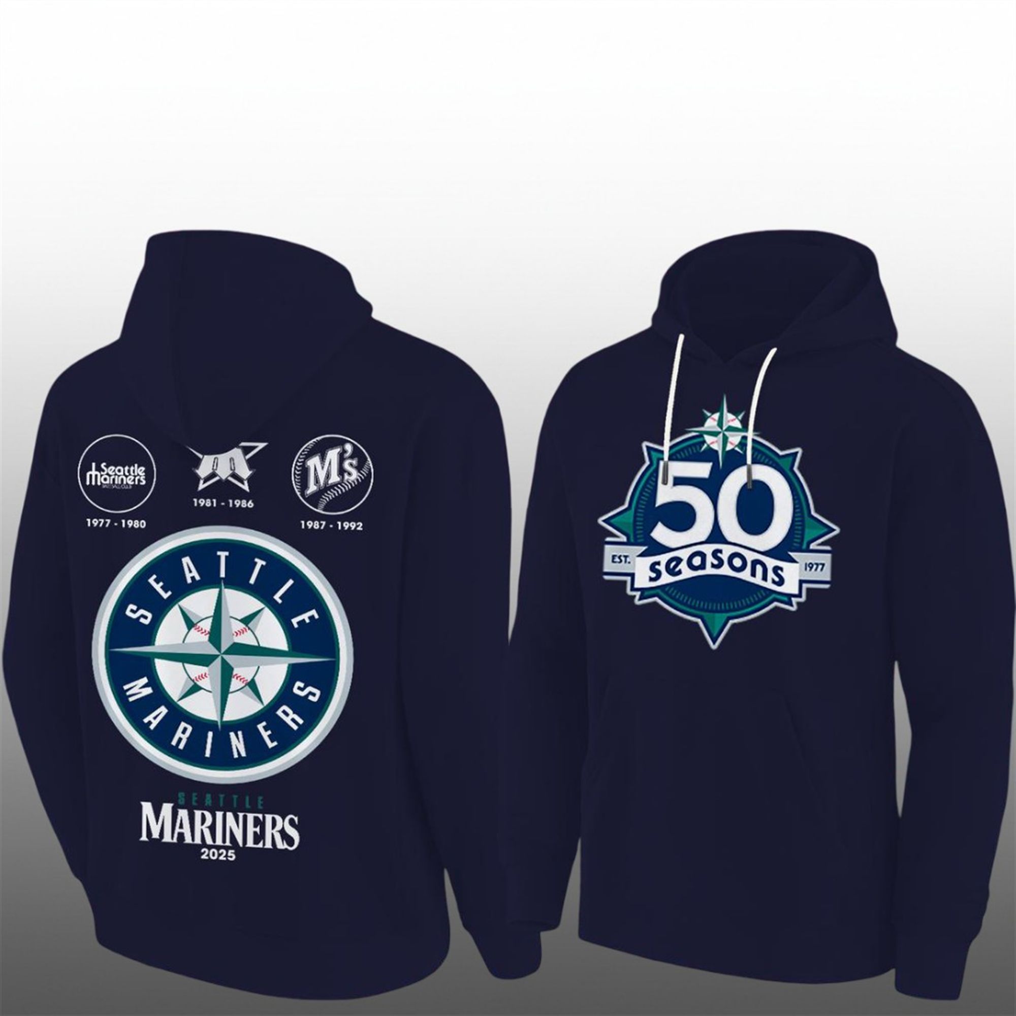 Seattle Mariners 50 Seasons Celebrate 1977 2026 Shirt 2 29 Seattle Mariners 50 Seasons Celebrate 1977 2026 Hoodie