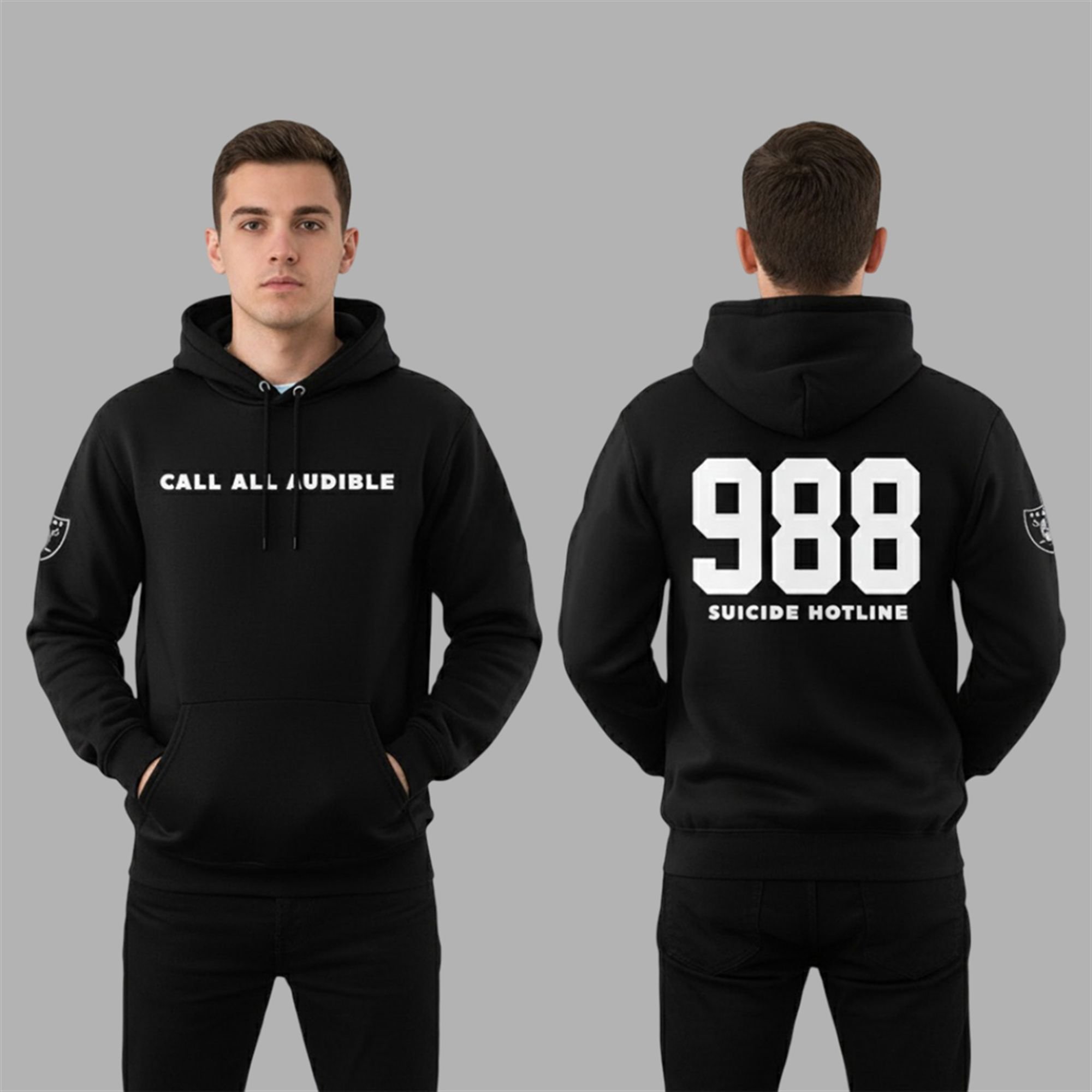 Raiders Maxx Crosby Call All Audible 988 Suicide Hotline Shirt 4 3 Raiders Maxx Crosby Call All Audible 988 Suicide Hotline Hoodie
