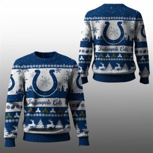 2025 Christmas Colts Festive Reindeer Tree Ugly Sweater 1 1
