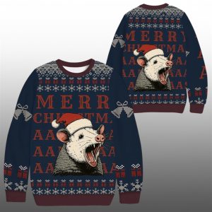 2025 Christmas Funny Opossum Merry Christmas AAA Ugly Sweater 1 1