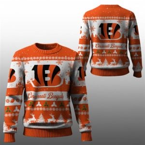 2025 Christmas Bengals Festive Reindeer Tree Ugly Sweater 1 1