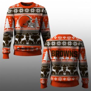 2025 Browns Reindeer Football Christmas Ugly Sweater 1 1